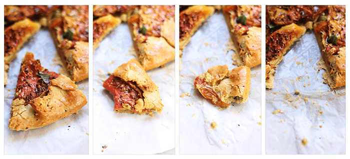 collage of fancy tomato pie