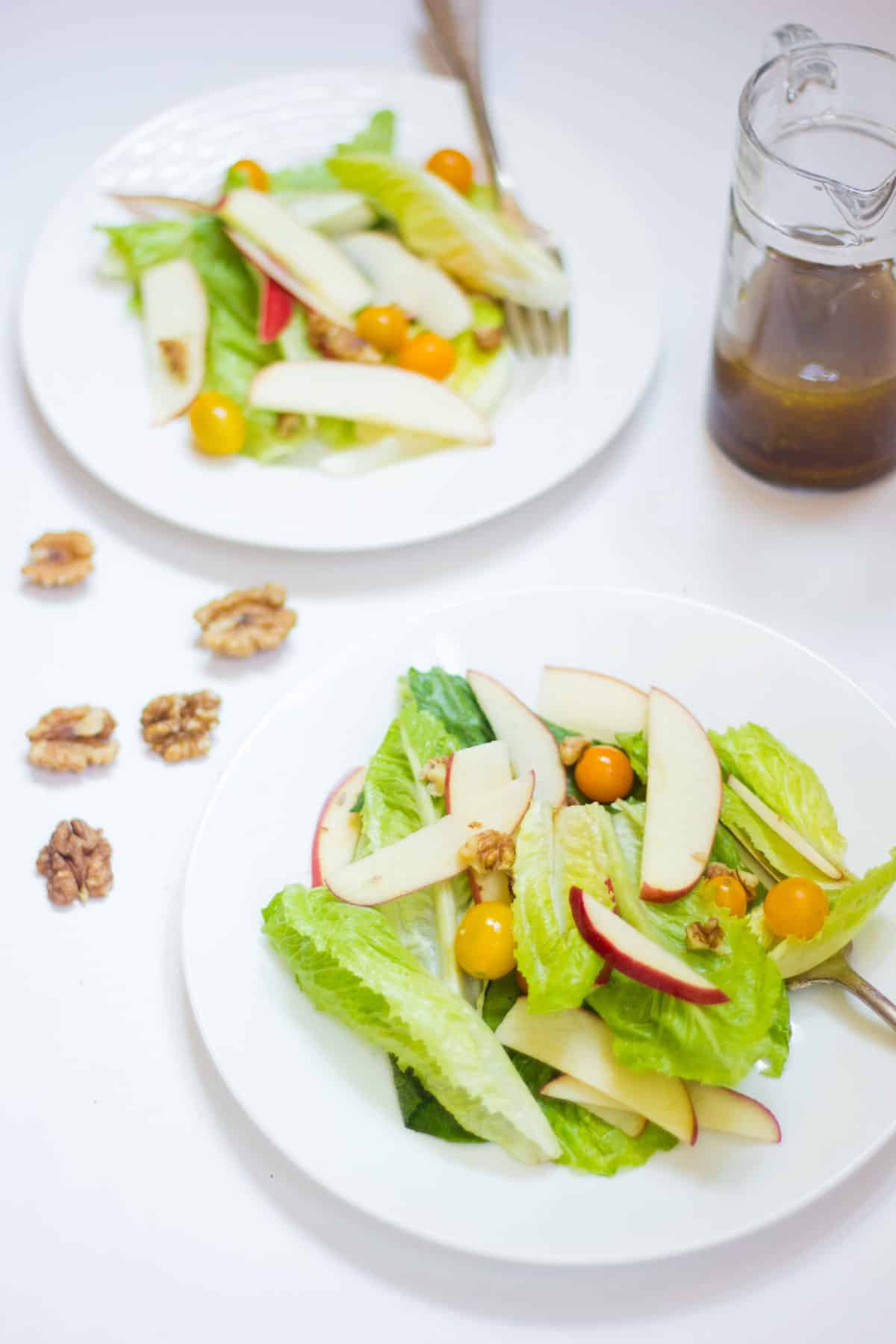 Apple Walnut Summer Salad served in white bowls