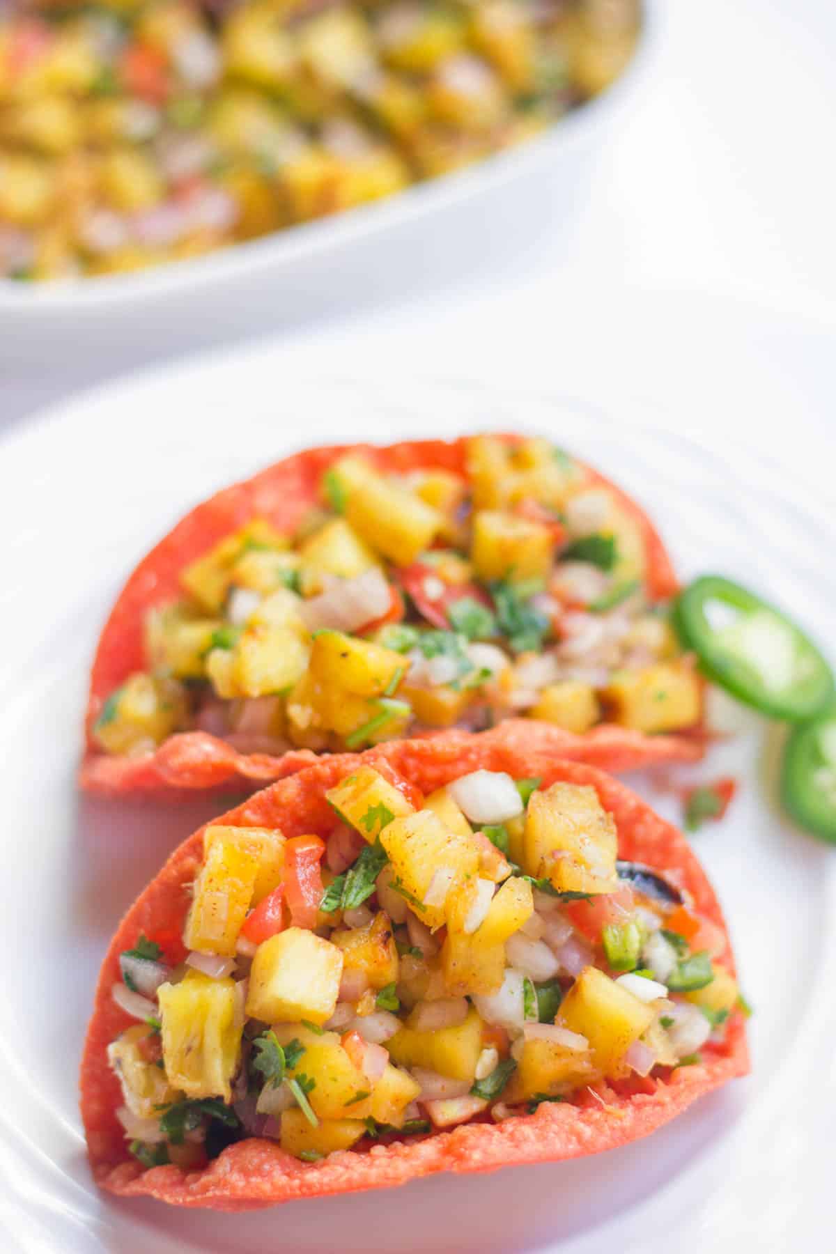 Spicy Grilled Pineapple Salsa in Tacos