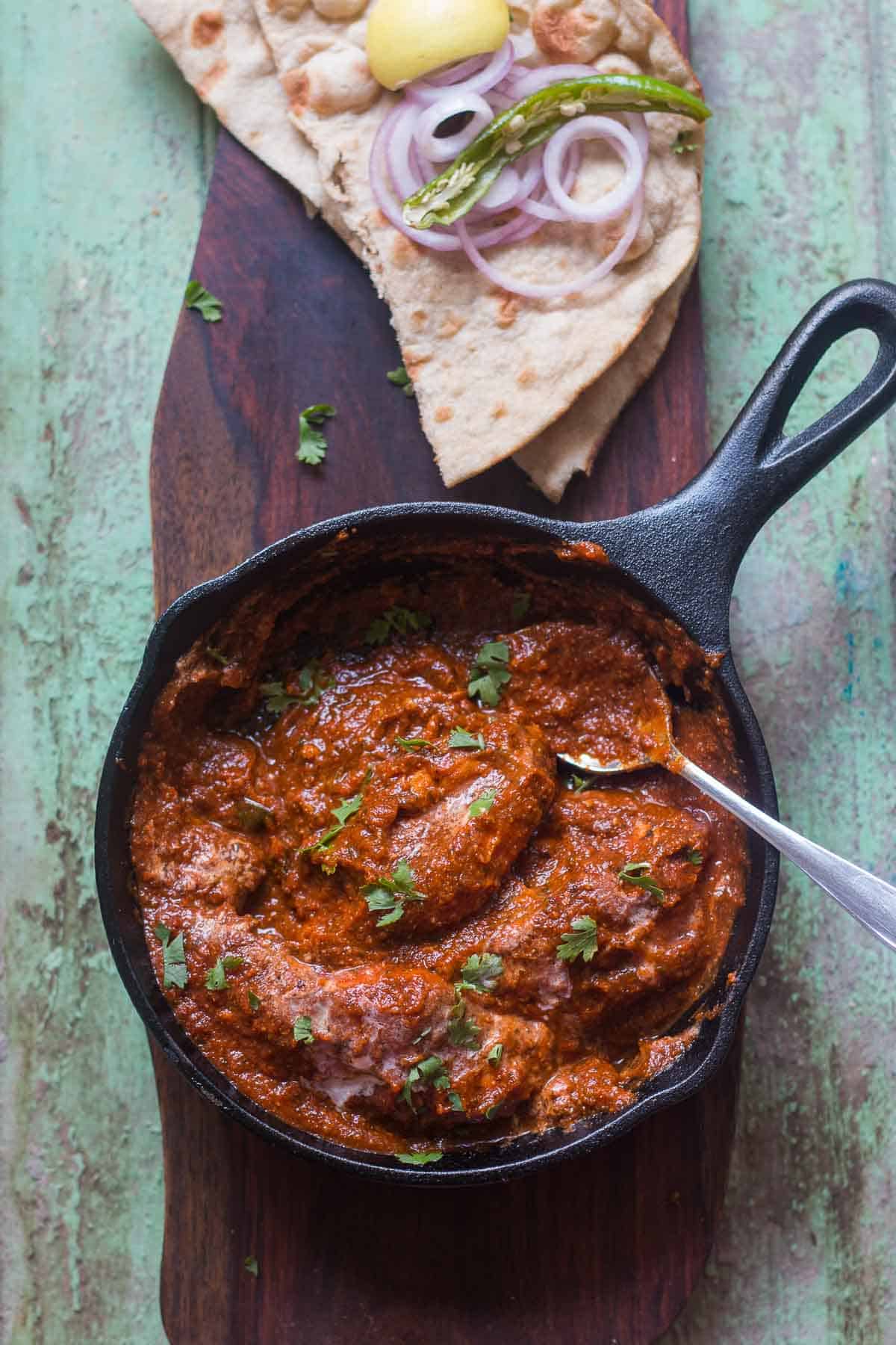 The healthier version of Chicken Tikka Masala in a pan.