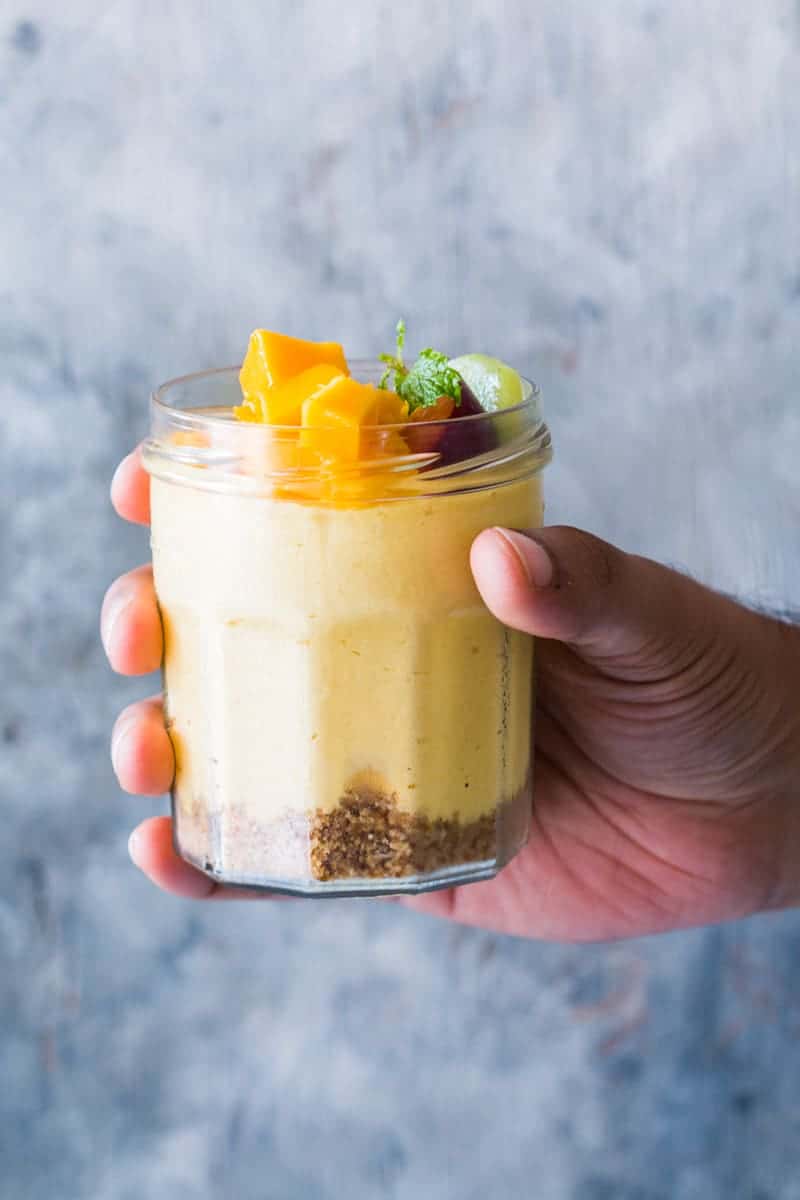 No Bake Mango Cheesecake Mousse Jars Easy 8 ingredient and no bake mango cheesecake mousse jars are insanely delicious, creamy dessert jars! Perfect weekend treat!