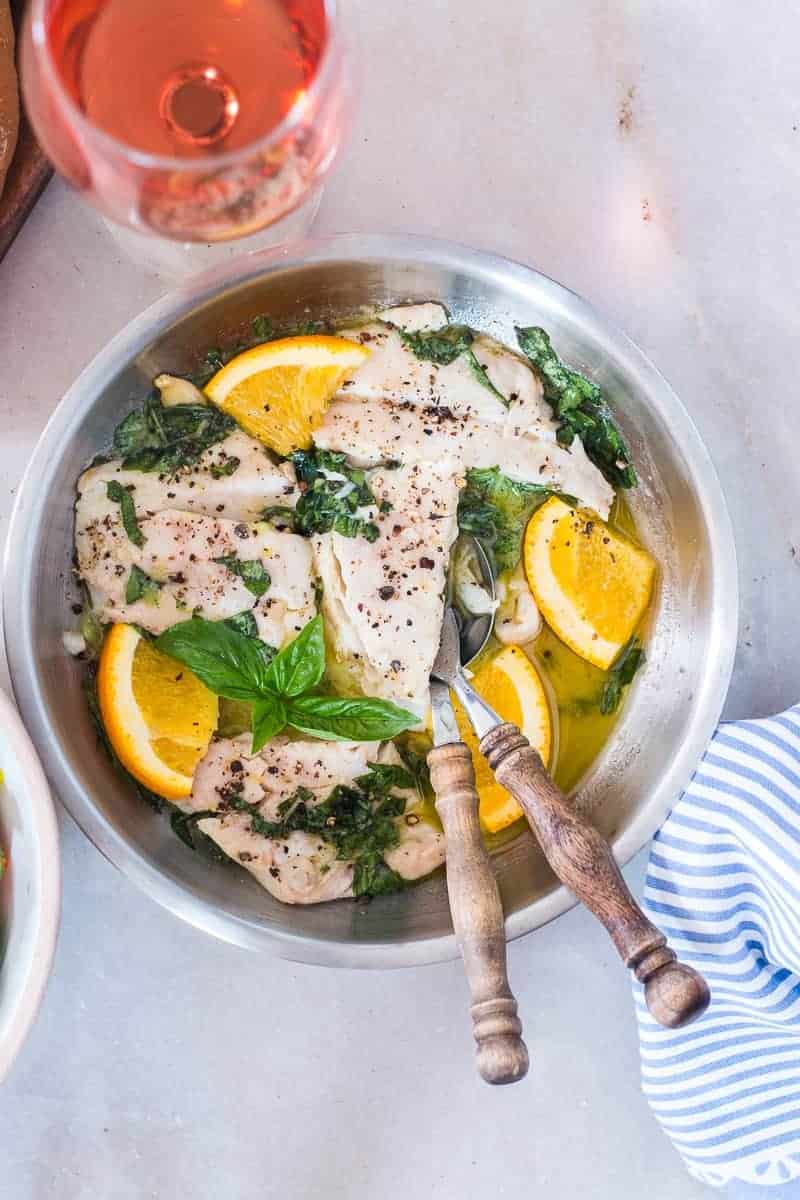 30 Minute Bhetki Fish in Citrus Basil Butter Sauce A simple 30 minute recipe, this fish in citrus basil butter sauce is perfect for that date night dinner for two! Use any white fish like cod, tilapia, bhetki, trout or even mahi mahi to make this recipe. Team it up with a big salad and it turns into a healthy dinner.