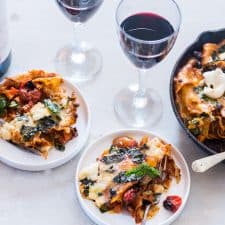 30 Minute Vegetarian Lasagna served with Big Banyan's wine.