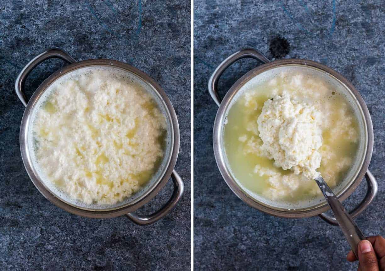Here's step by step instructions to make homemade Indian paneer (cottage cheese) in just 15 minutes. The next time you want to make saag paneer, palak paneer, makhani, tikka or matar paneer, don't buy store bought and just make this at home with 2 ingredients.