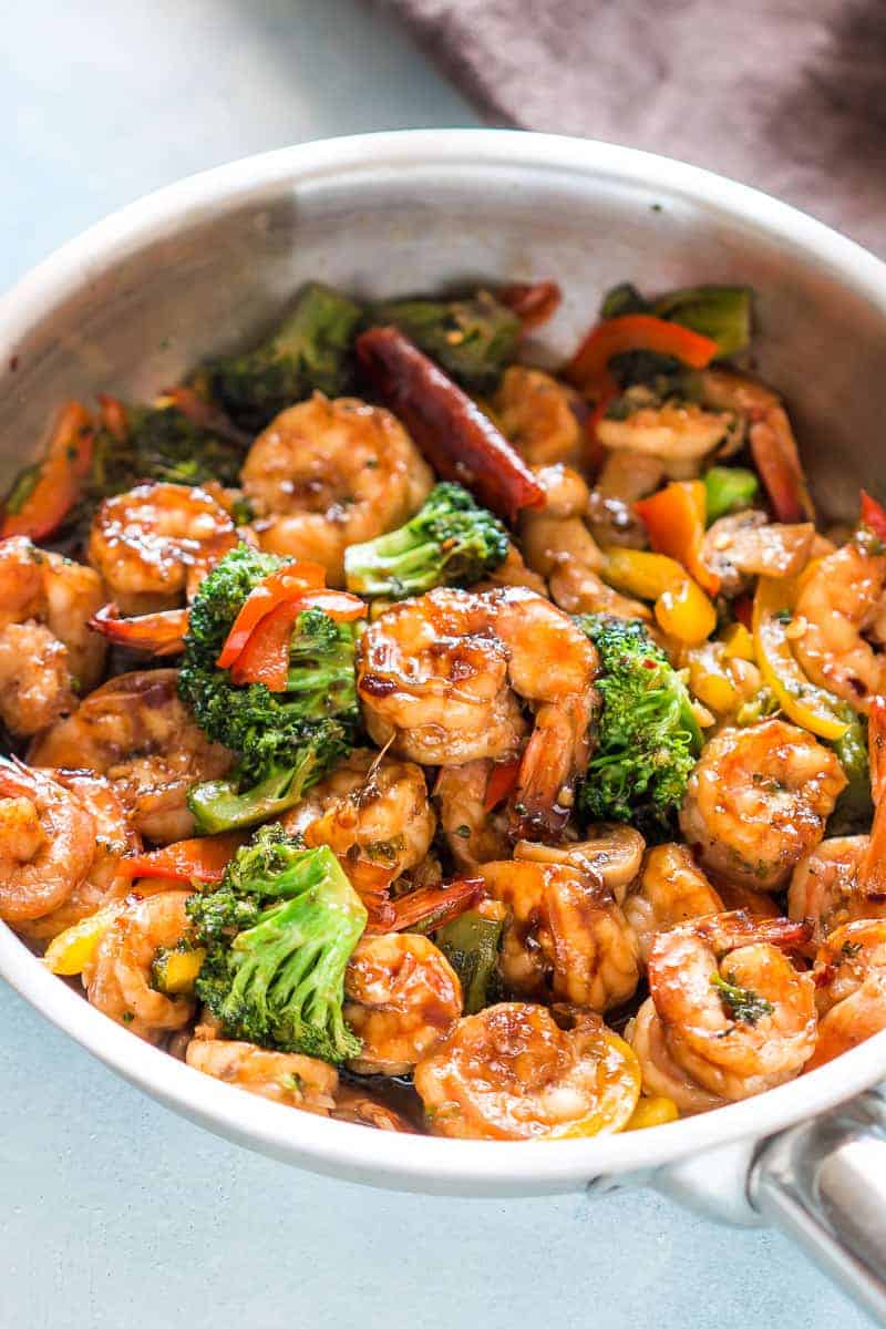 Healthy Teriyaki Shrimp Broccoli Stir Fry is ready in 30 minutes and is an easy asian recipe when you want dinner quickly.