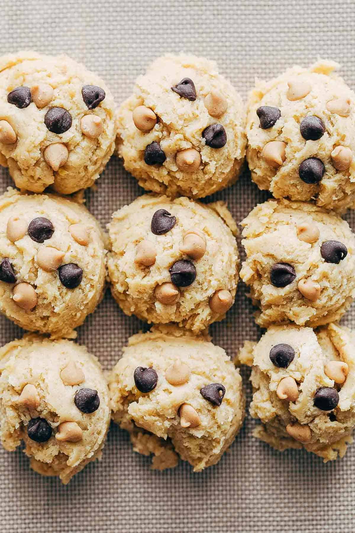 Pumpkin Snickerdoodle Cookies batter scooped out for cookies