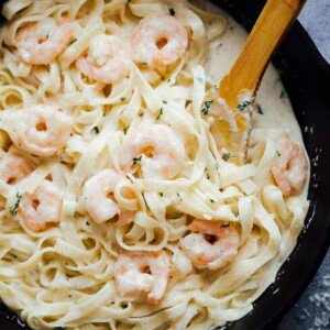Creamy prawn scampi pasta (shrimp) final picture of the dish