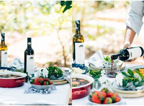 Pressure Cooker Beef Bourguignon served with red wine at a romantic lunch date
