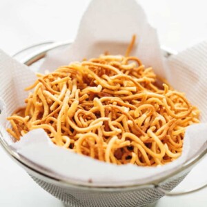 Crispy Fried Noodles on tissue paper