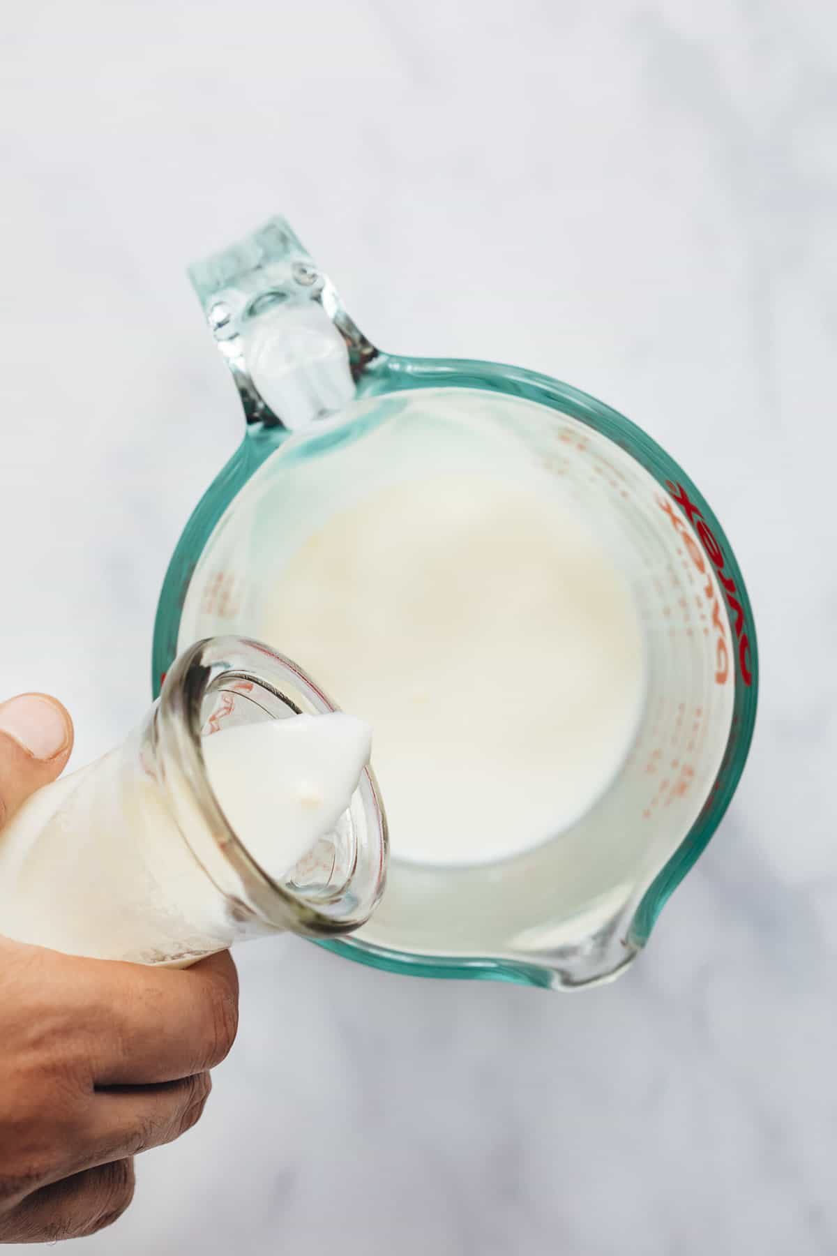 Making buttermilk at home for baking.