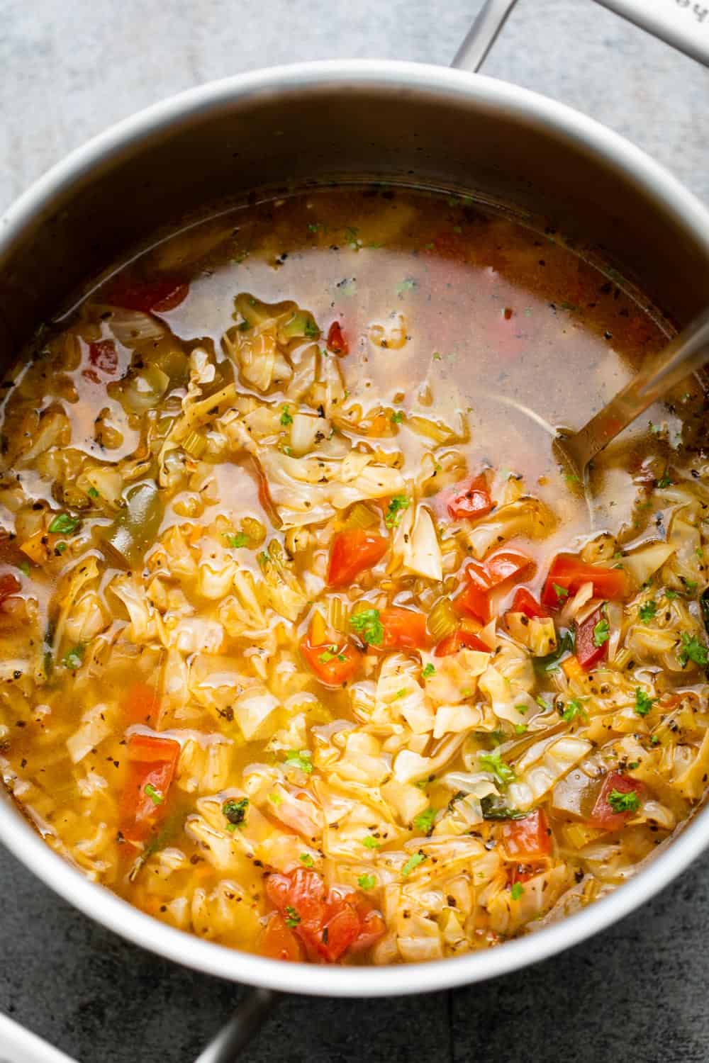 Detox Cabbage Soup served in a pot