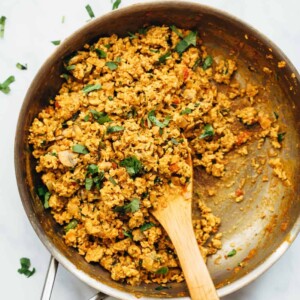 Street style egg bhurji in a frying pan