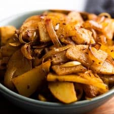 Quick aloo pyaz sabzi served in a bowl