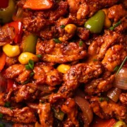 a close up image of dragon chicken to show it's texture
