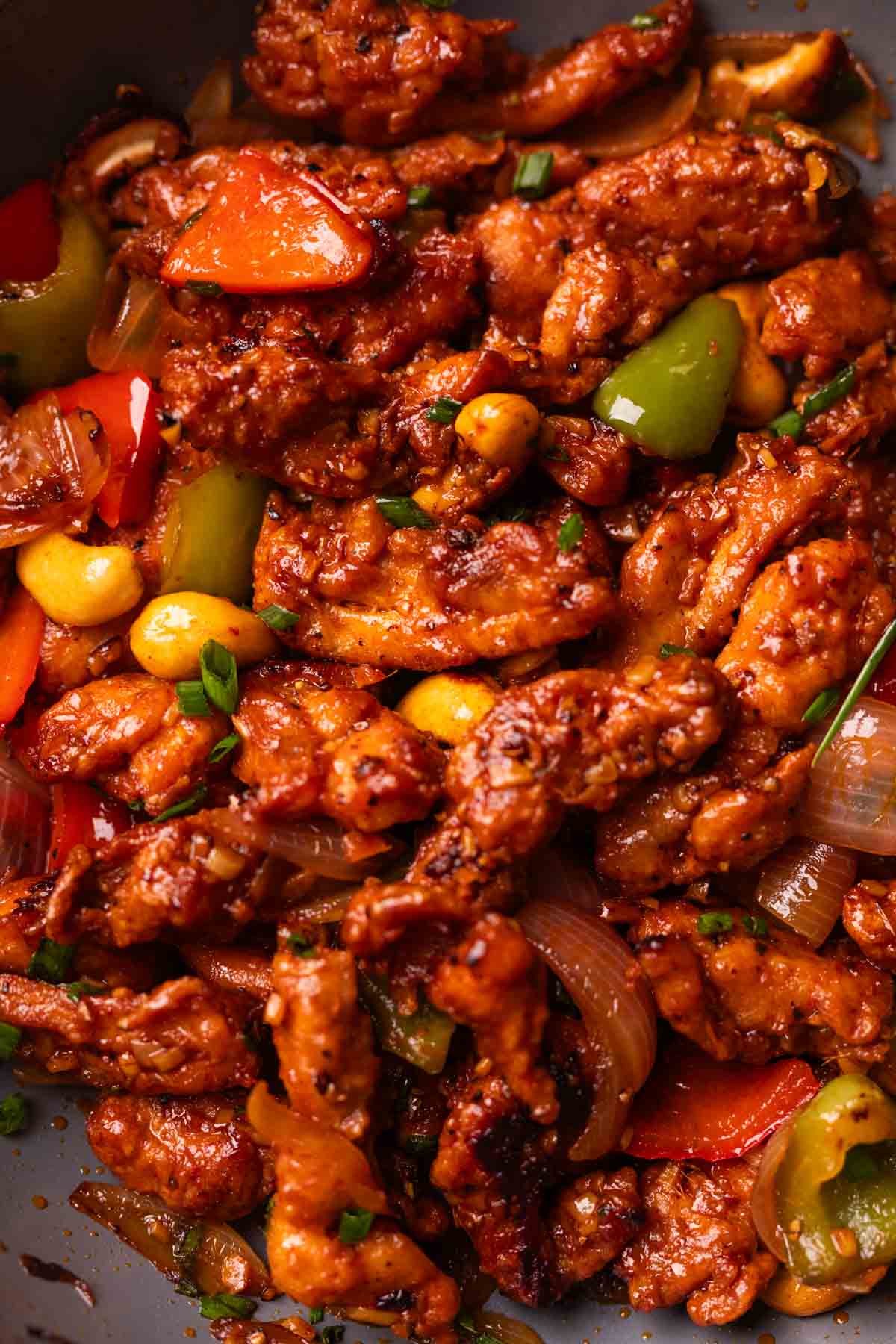a close up image of dragon chicken to show it's texture