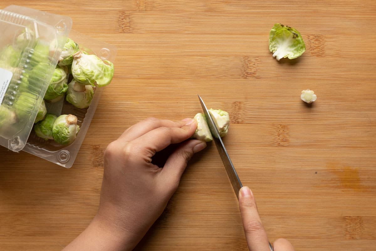 Picture of how to prep brussel sprouts