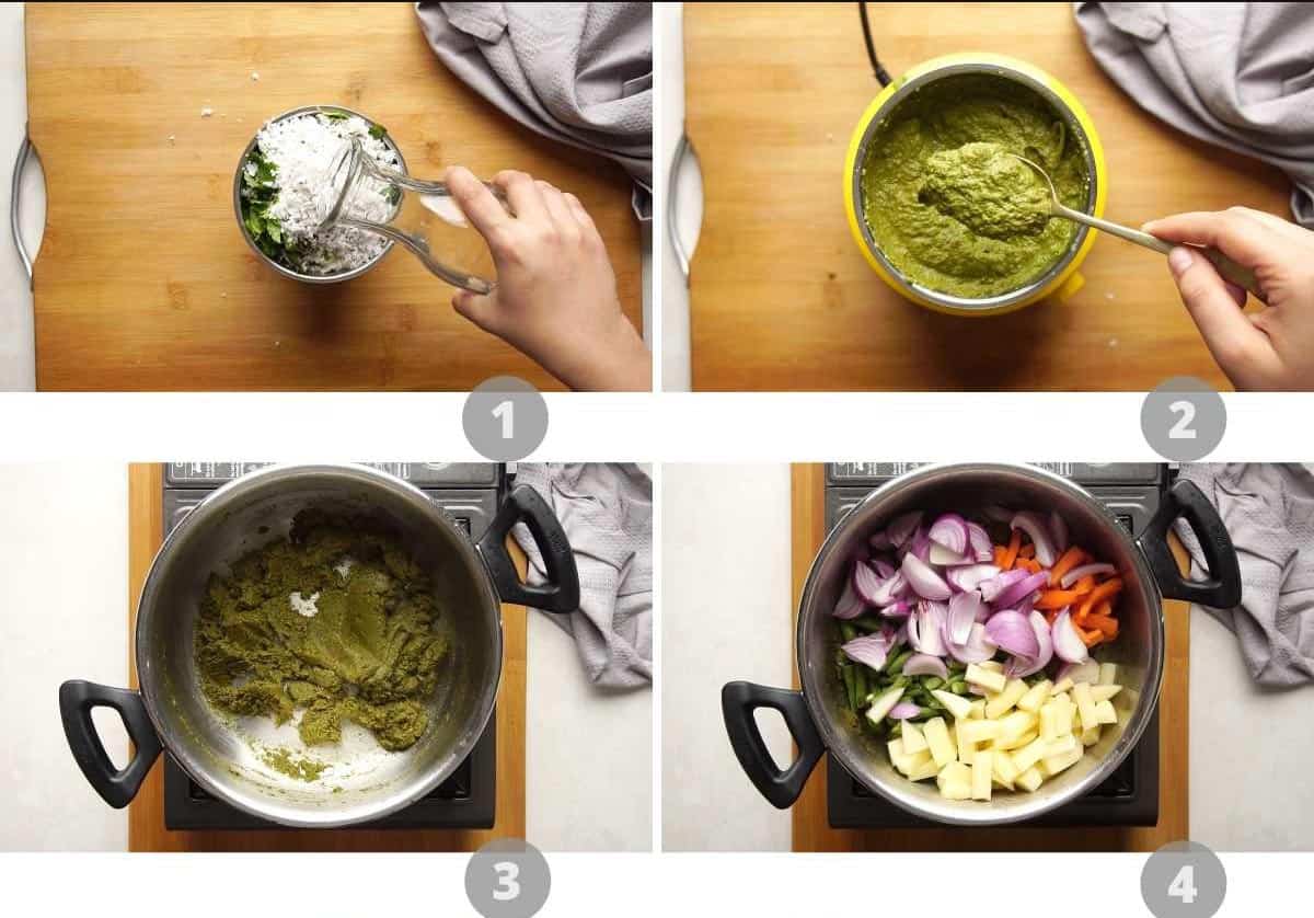 Step by step picture collage showing how to make rice bath