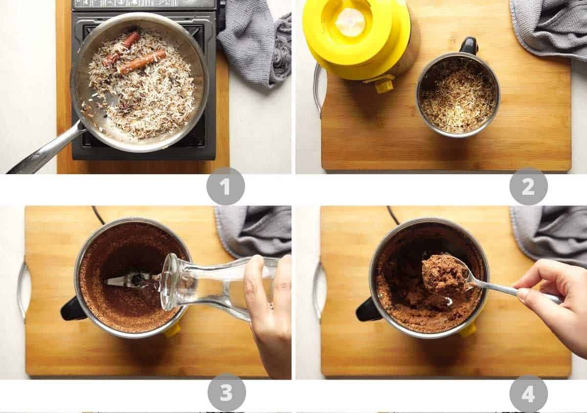 Step by step picture collage showing how to make veg kolhapuri