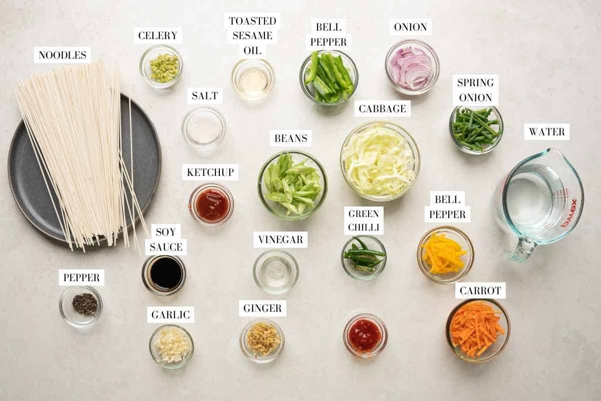 ingredient shot for veg spring rolls