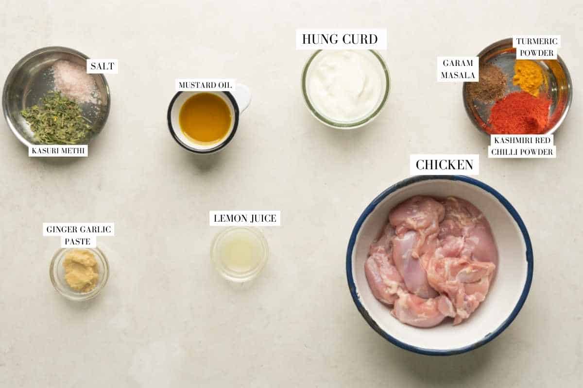Picture of all the ingredients required for the apple pie chips with text to identify them