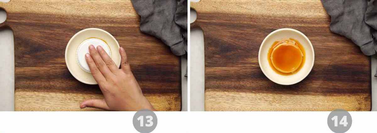 Step by step picture collage showing how to make Caramel Custard