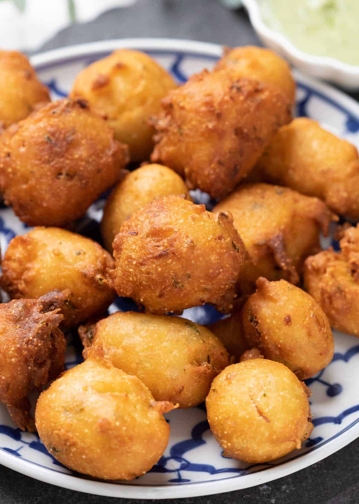 close up of mysore curd bonda