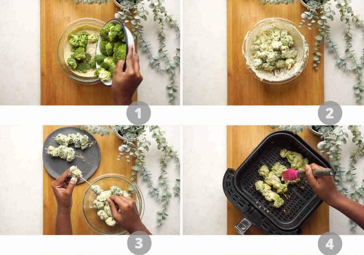Step by step picture collage showing how to make Malai Broccoli