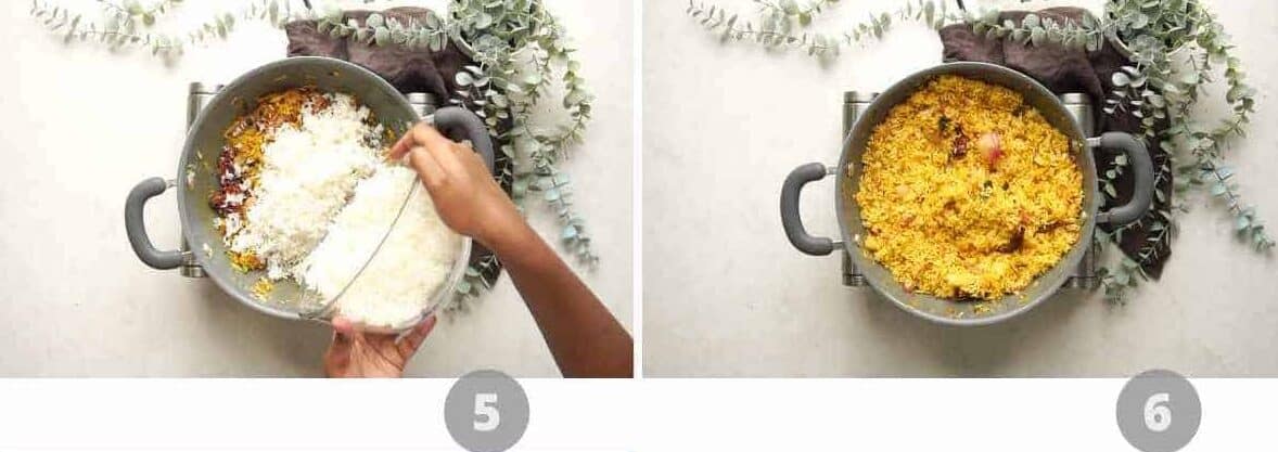 step by step images for raw mango rice