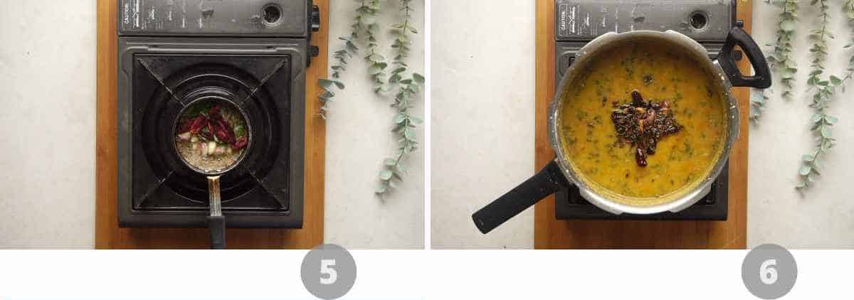 Step by step picture collage showing how to make andhra style pappu