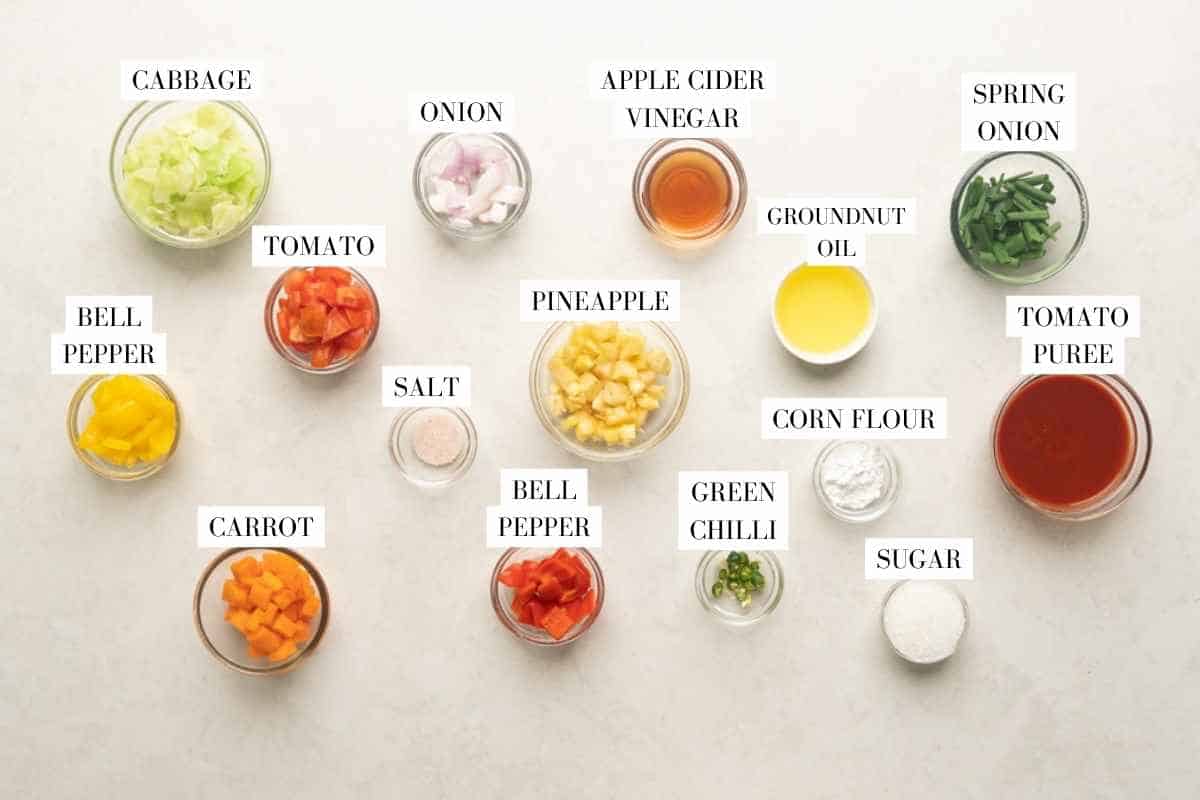 ingredient shot for sweet and sour veggies
