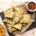 Chilli cheese garlic toasts straight from the pan on a platter