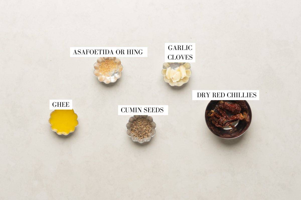 Picture of all the ingredients forI Palak Paneer kofta curry with text to identify them