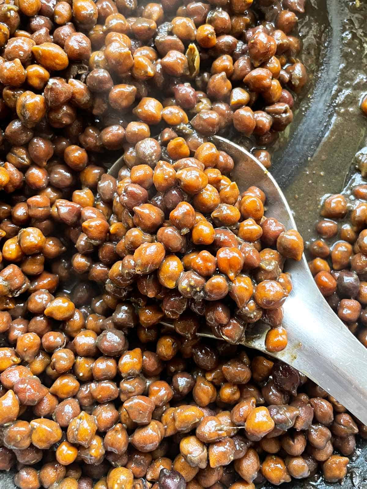 Close up of cooked kala chana
