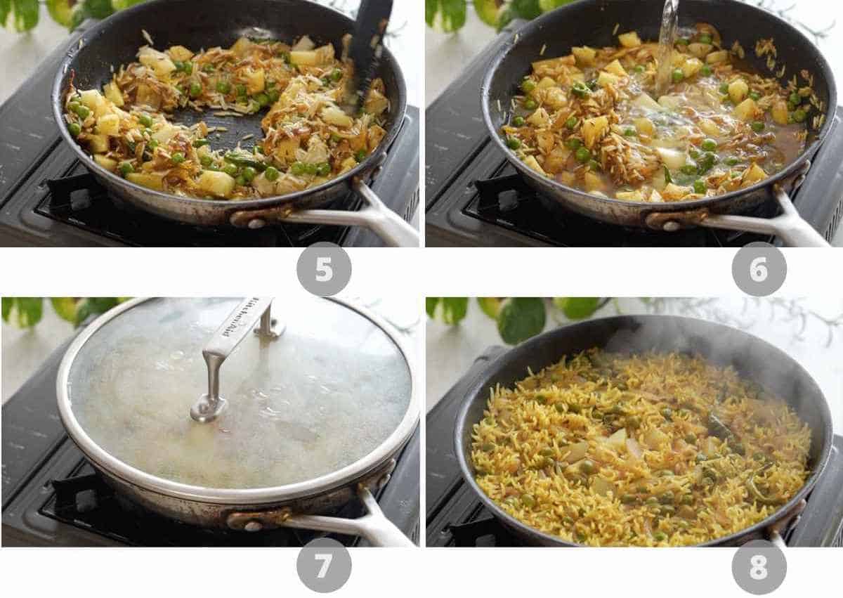 Step by step picture collage showing how to make tahari