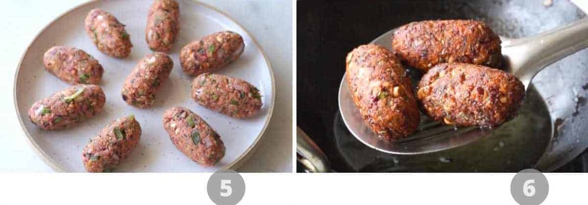 Step by step picture collage showing how to make sprouts cutlet