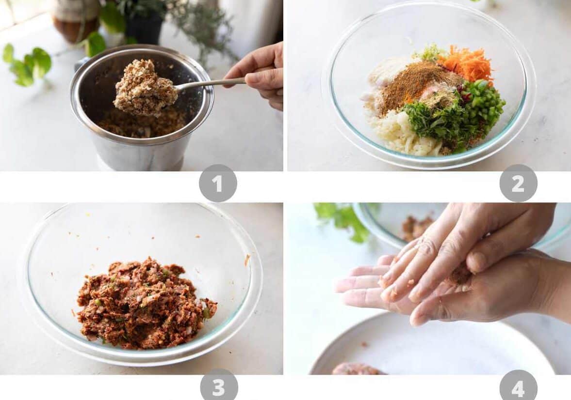 Step by step picture collage showing how to make sprouts cutlet