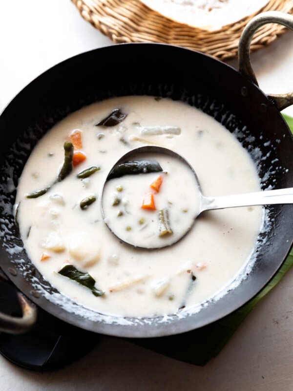 kerala veg stew served with appam