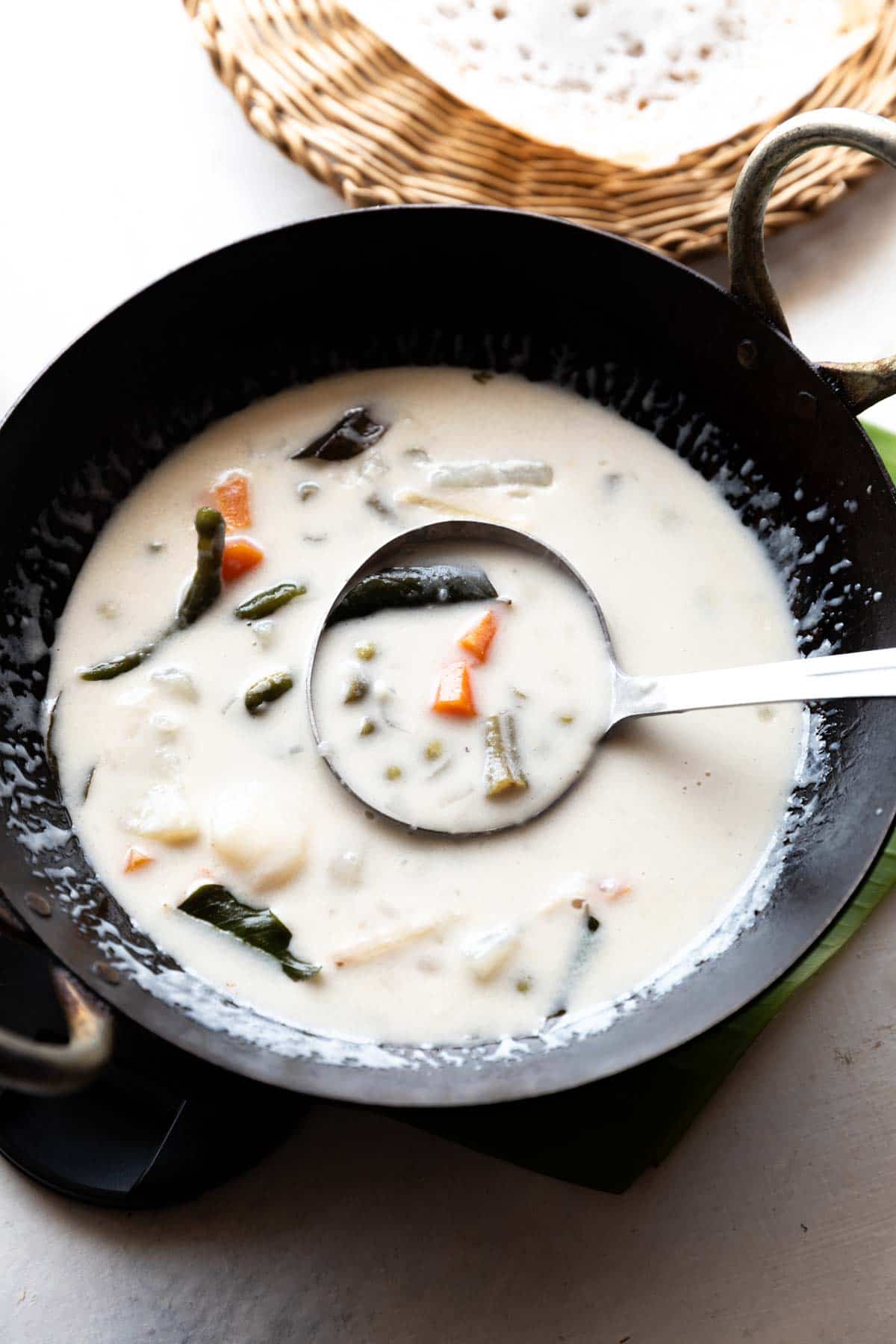 kerala veg stew served with appam