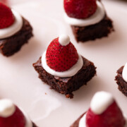 brownie bites served on a white platter