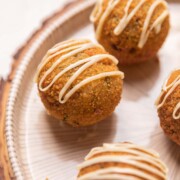 a close up image of chicken curry rice balls placed on a platter