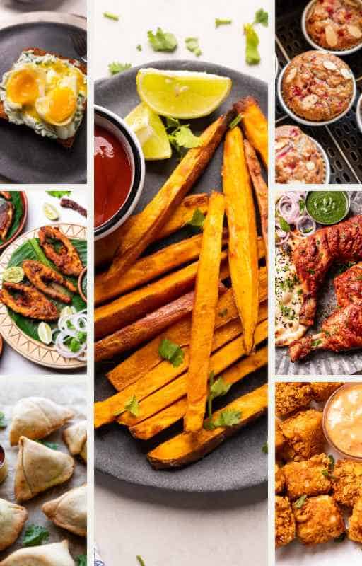 a picture collage of different air fryer recipes