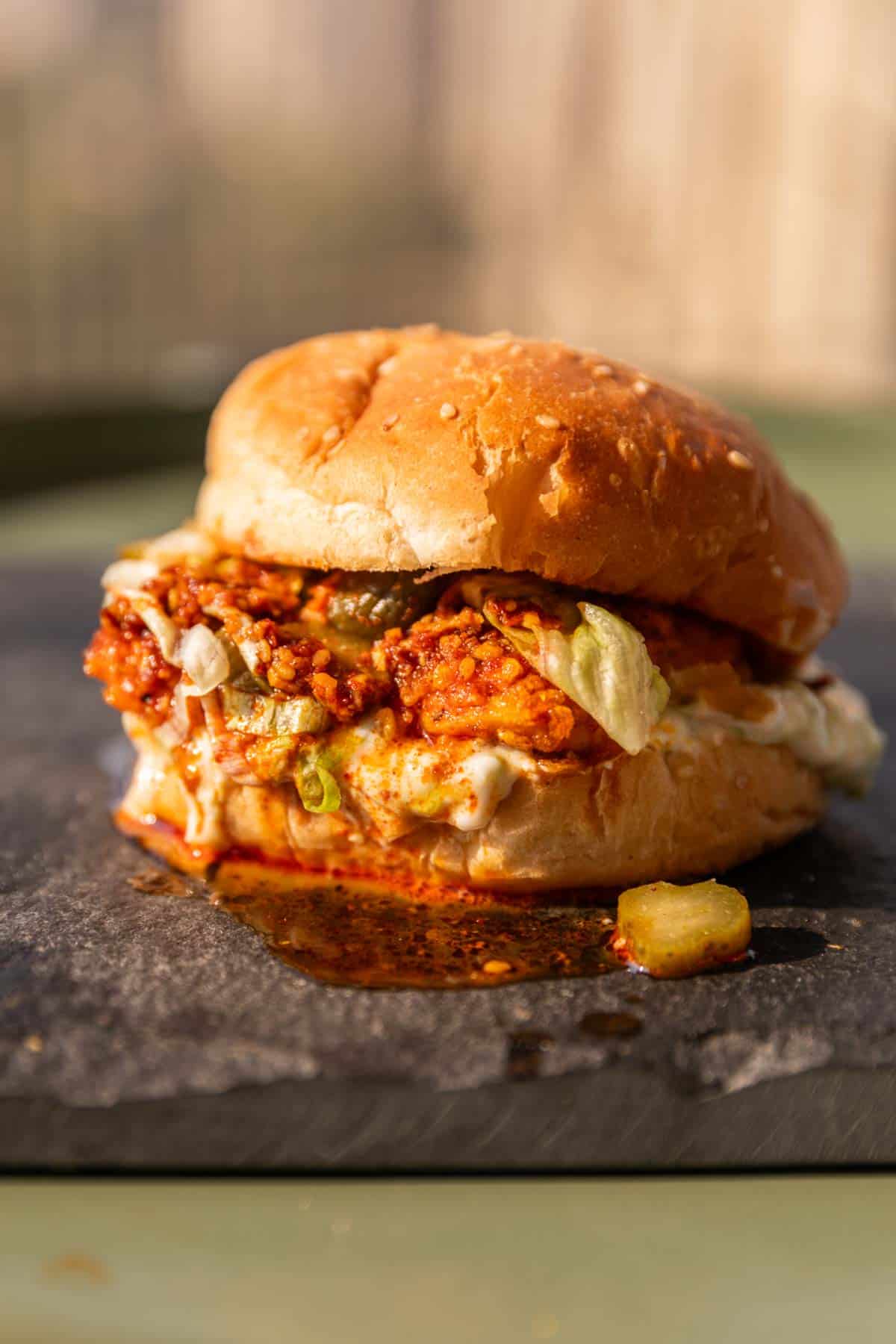 nashville fried chicken served in a burger