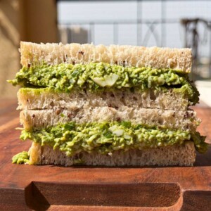 chutney cheese egg sandwich assembled and ready to be served