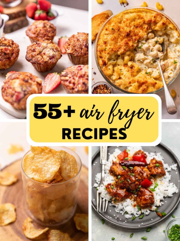 a collage of 4 air fryer recipes with text overlay